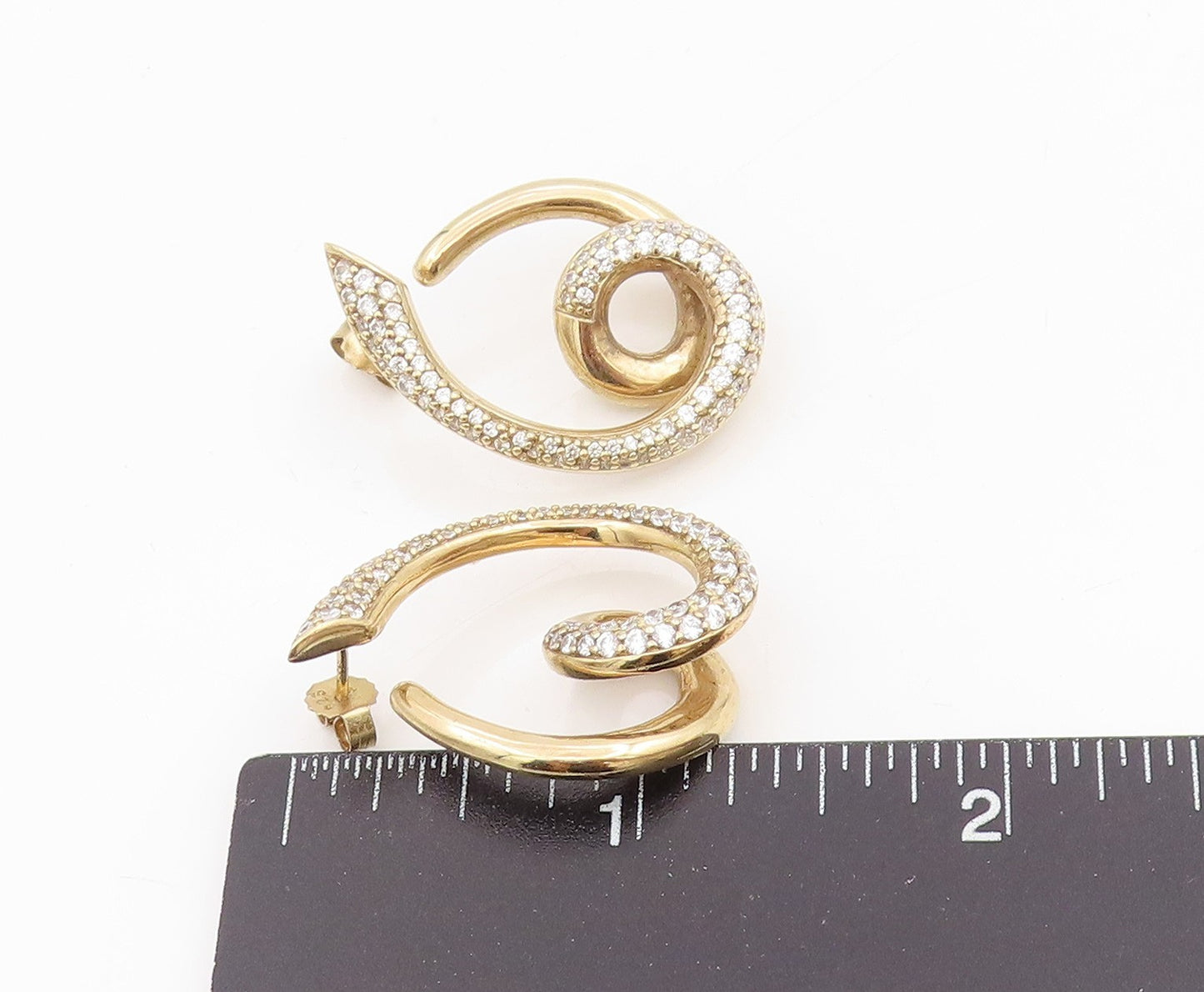 925 Sterling Silver Vintage Earrings Gold Plated CZ Classic Twisted Stud EG13796