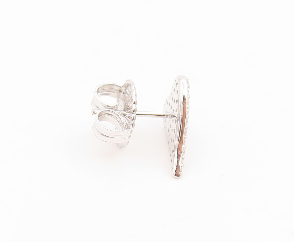 925 Sterling Silver Vintage Earrings Elegant Cluster CZ love Heart Stud  EG14340