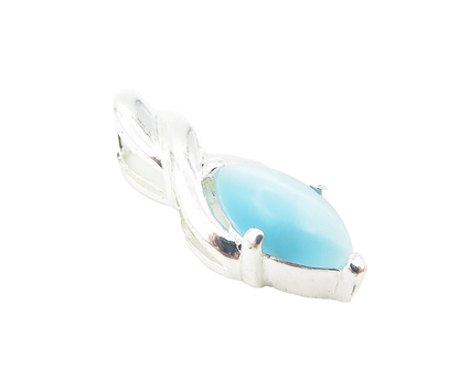 925 Sterling Silver  Marquise Cut Cat's Eye Blue Topaz Drop Pendant  PT9189