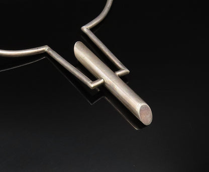 ALFRED KARRAM 925 Silver  Vintage Modernist Pole Detail Collar Necklace NE3964