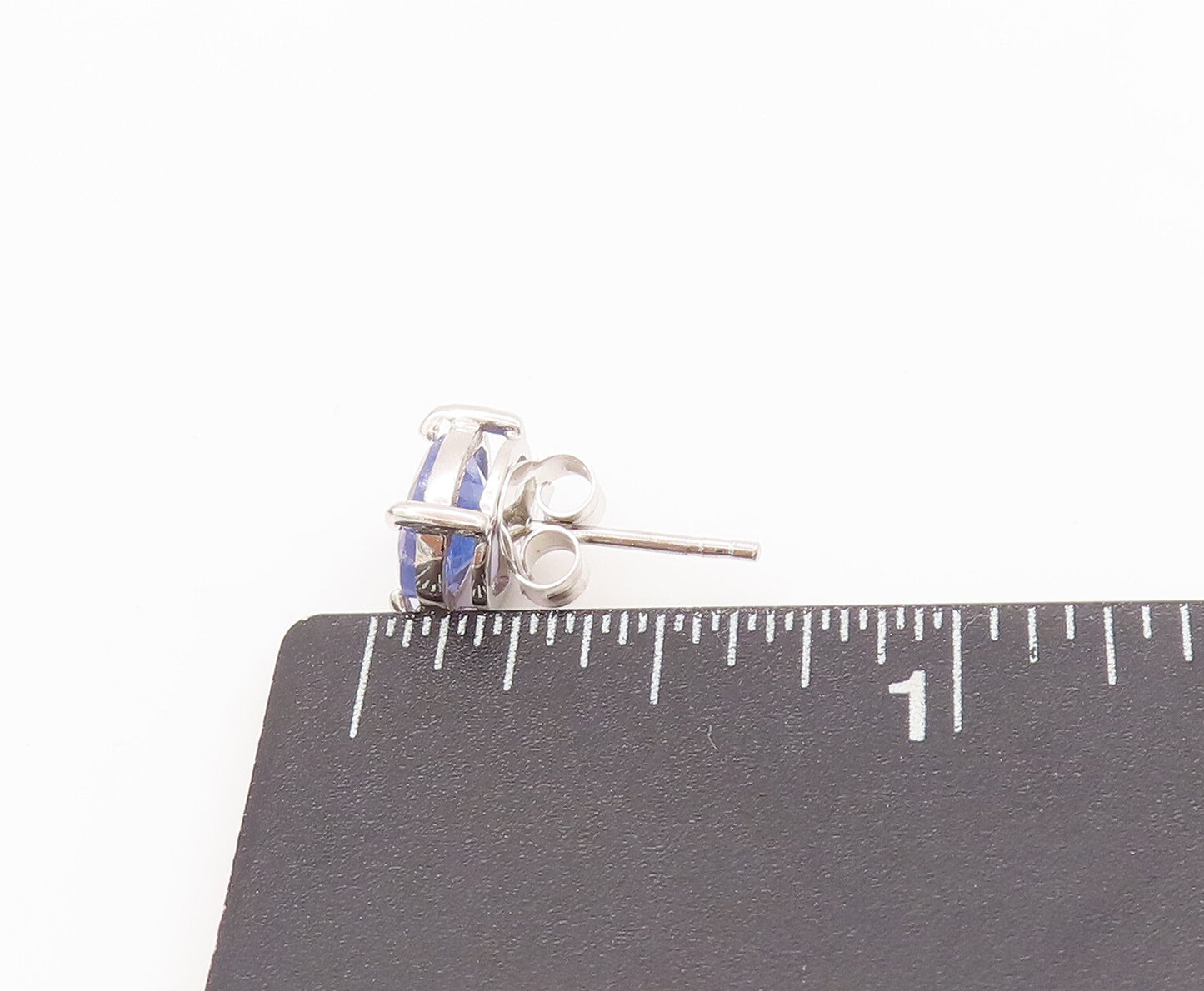 925 Sterling Silver Vintage Earrings Minimalist Oval Tanzanite Studs  EG12880