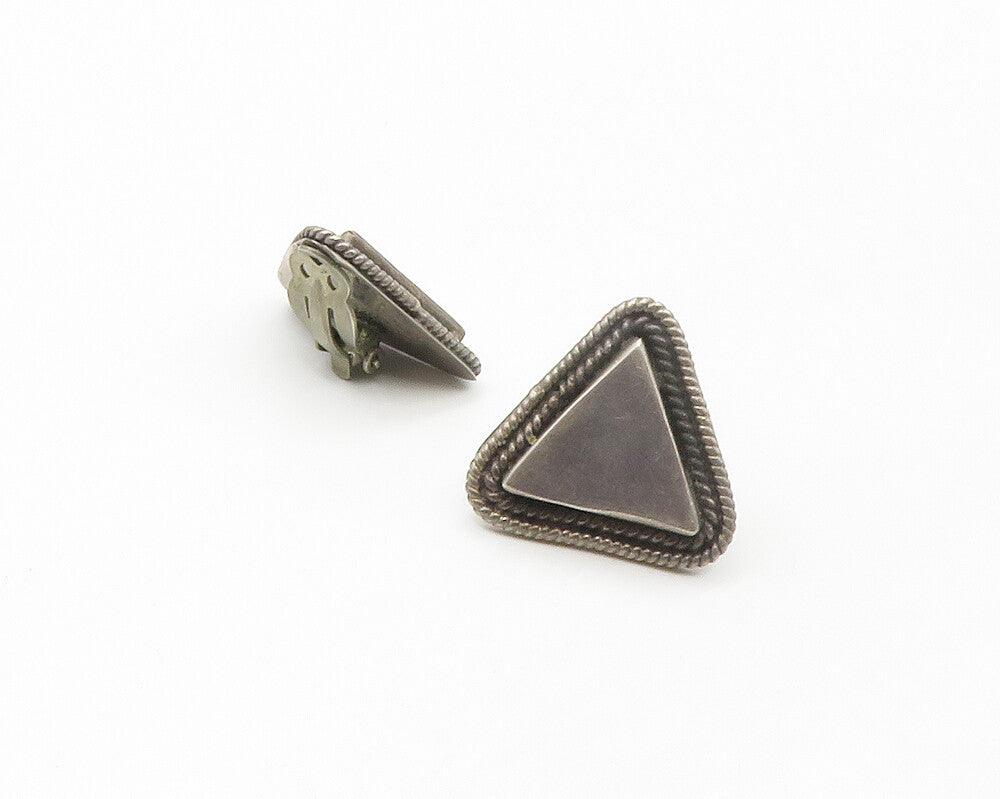 MEXICO 925 Sterling Silver  Vintage Triangle Twist Non Pierce Earrings  EG8799