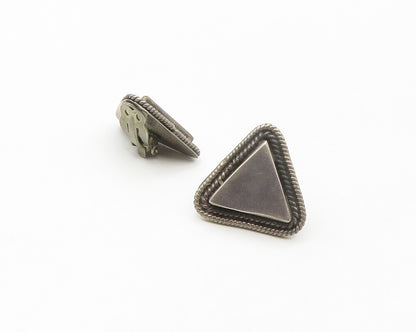 MEXICO 925 Sterling Silver  Vintage Triangle Twist Non Pierce Earrings  EG8799