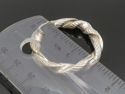 925 Sterling Silver  Vintage Etched Rope Twist Hoop Earrings  EG11581
