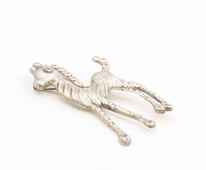 925 Sterling Silver Vintage Brooch MEXICO Antique Turquoise Eyed Horse  BP12015