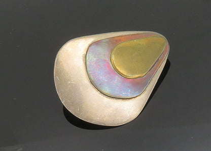 925 Sterling Silver  Vintage Three Tone Graduated Design Brooch Pin  BP7825