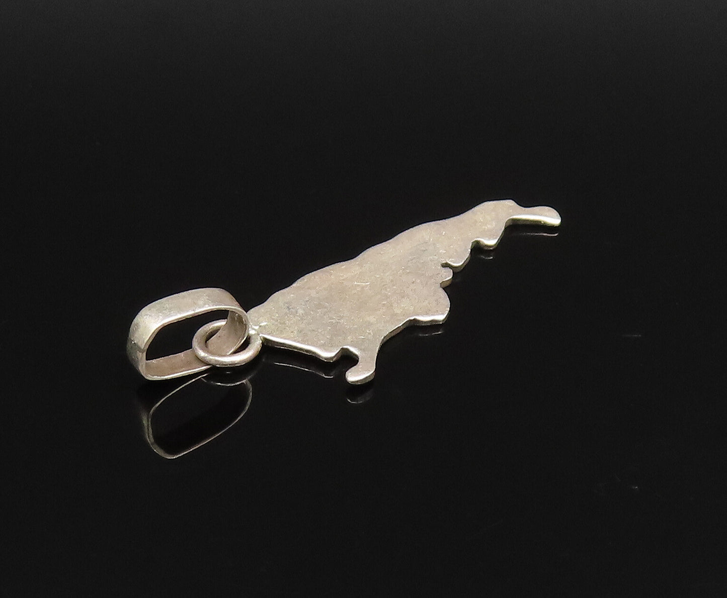 925 Sterling Silver  Vintage Minimalist Map Motif Drop Pendant  PT21293