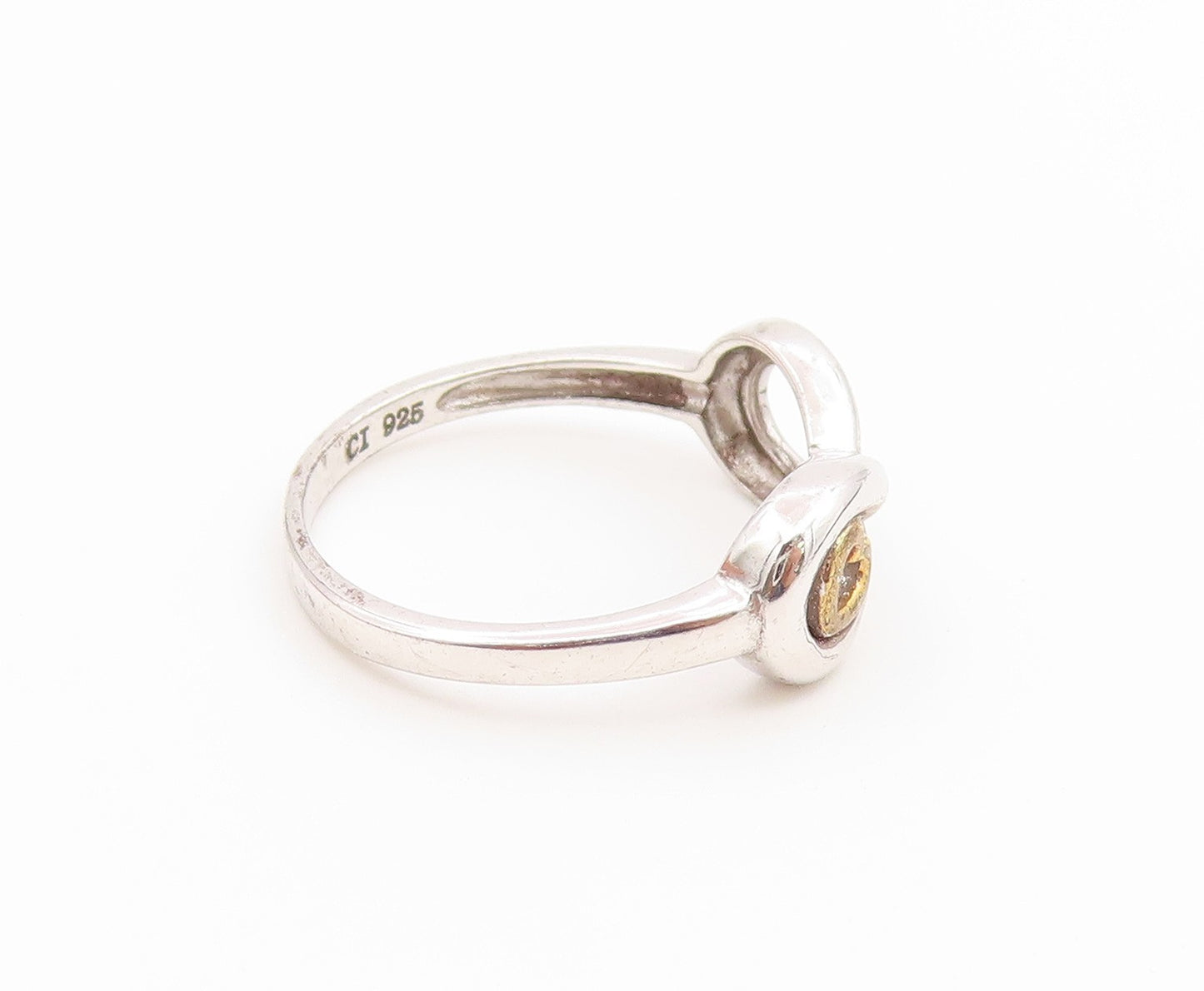 925 Sterling Silver Vintage Ring Two Tone Infinity Love Heart  Sz 6.5  RG36896