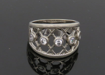 925 Sterling Silver  Vintage Cubic Zirconia Open Design Band Ring Sz 7 RG20506