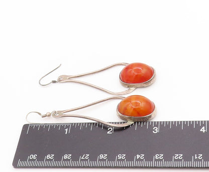 925 Sterling Silver Vintage Earrings Elegant Cabochon Carnelian Dangles  EG13711