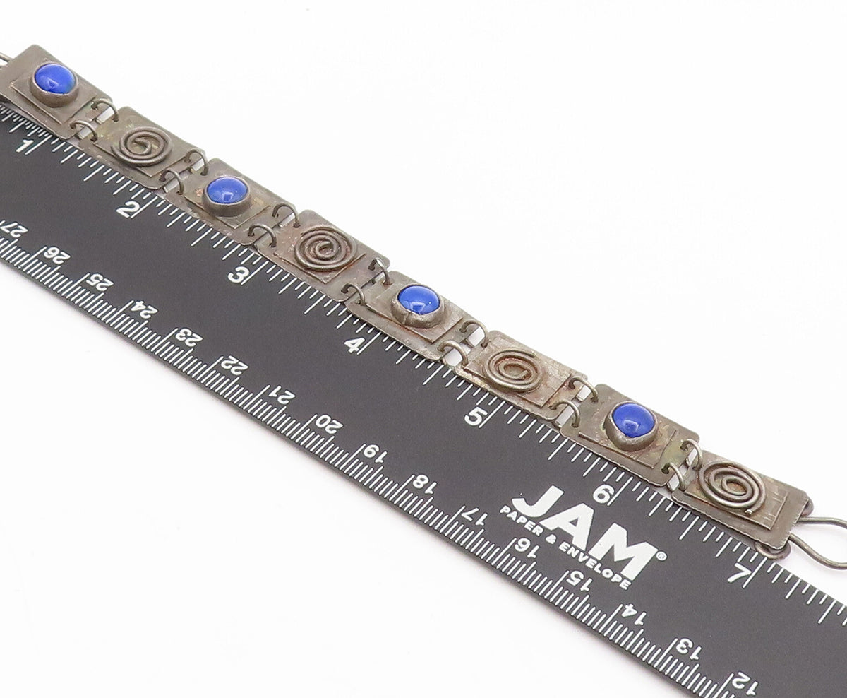 JRC 925 Silver  Vintage Modernist Welded Plates & Lapis Bracelet  BT10097