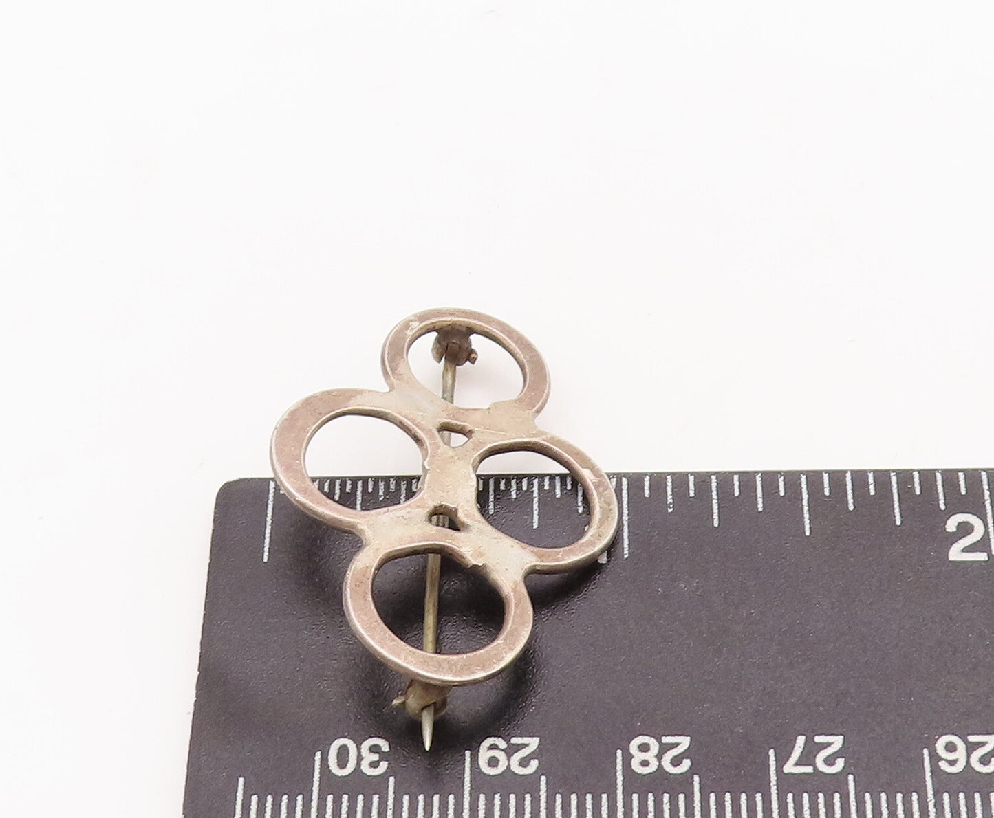 925 Sterling Silver Vintage Brooch Pin Minimalist Cutout Four Rings  BP11088