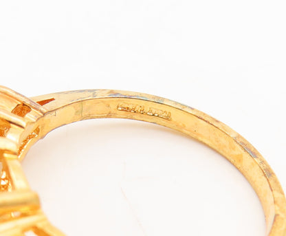 925 Sterling Silver Vintage Ring Gold Plated Multi Size Round CZ  Sz 7  RG29224