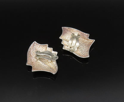 925 Sterling Silver  Vintage Polished Scalloped Non Pierced Earrings  EG12053