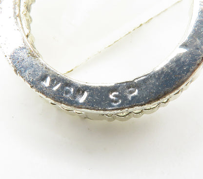 925 Sterling Silver  Vintage Shiny Topaz Open Circle Slide Pendant  PT11843