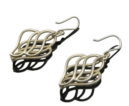 925 Sterling Silver  Vintage Shiny Open Swirl Design Dangle Earrings  EG8475