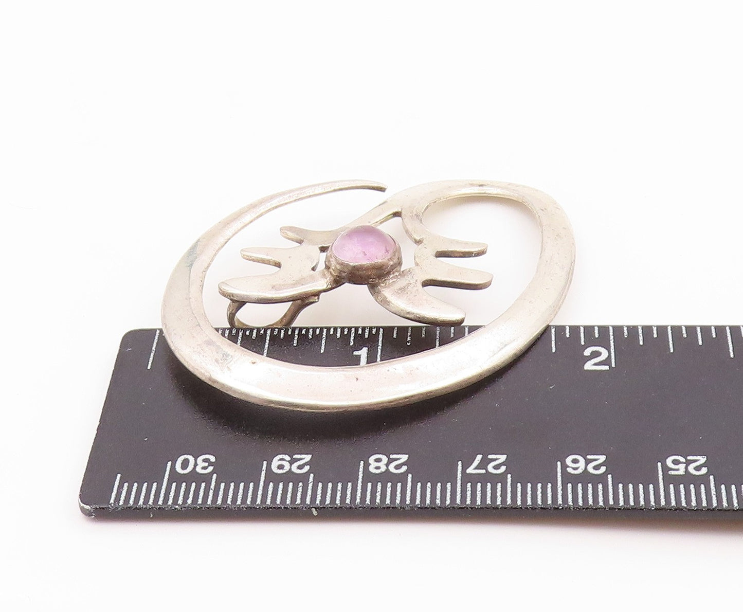925 Sterling Silver Vintage Pendant Cabochon Moonstone Abstract Cutout  PT26477
