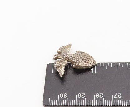 925 Sterling Silver Vintage Brooch Pin Solid Carved US Military Logo  BP10544