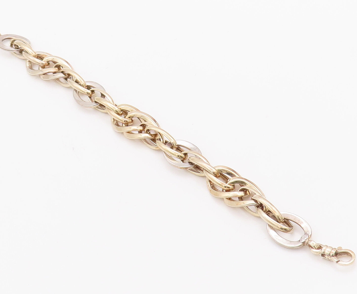 925 Sterling Silver Vintage Bracelet Gold Plated Designer Oval Loop Link BT10334
