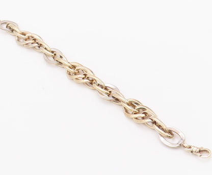 925 Sterling Silver Vintage Bracelet Gold Plated Designer Oval Loop Link BT10334