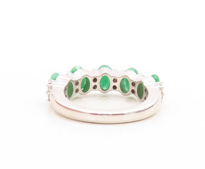 925 Sterling Silver Vintage Ring Oval Cut Emerald & Topaz Band  Sz 7  RG30118