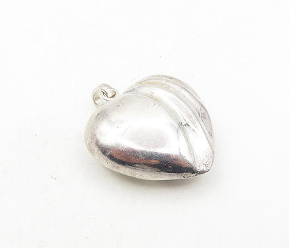 925 Sterling Silver  Vintage Scalloped Puffy Love Heart Drop Pendant  PT6429