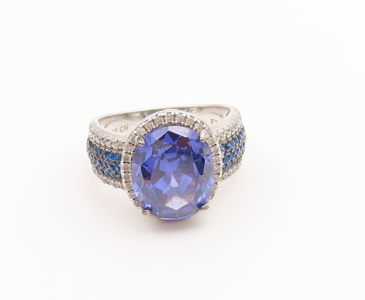 925 Sterling Silver Vintage Ring Tanzanite & Topaz Statement Band  Sz 7  RG36750