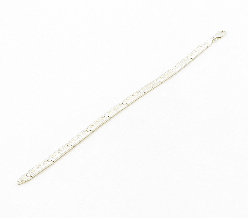 925 Sterling Silver   Shiny Crescent Moon & Star Hinge Chain Bracelet  BT6402
