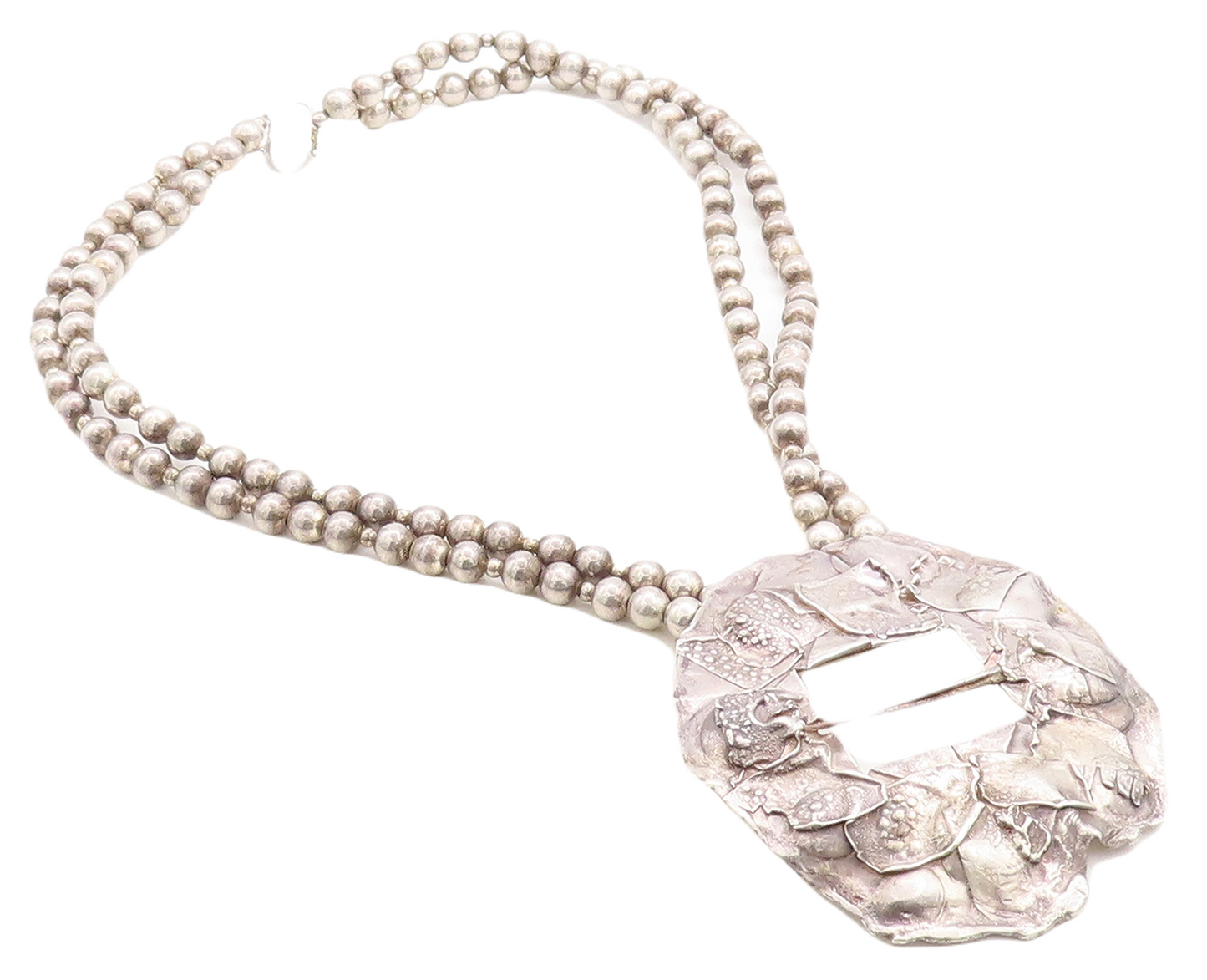 DESIGNER 925 Sterling Silver  Vintage Modernist Sculpted Chain Necklace NE1565