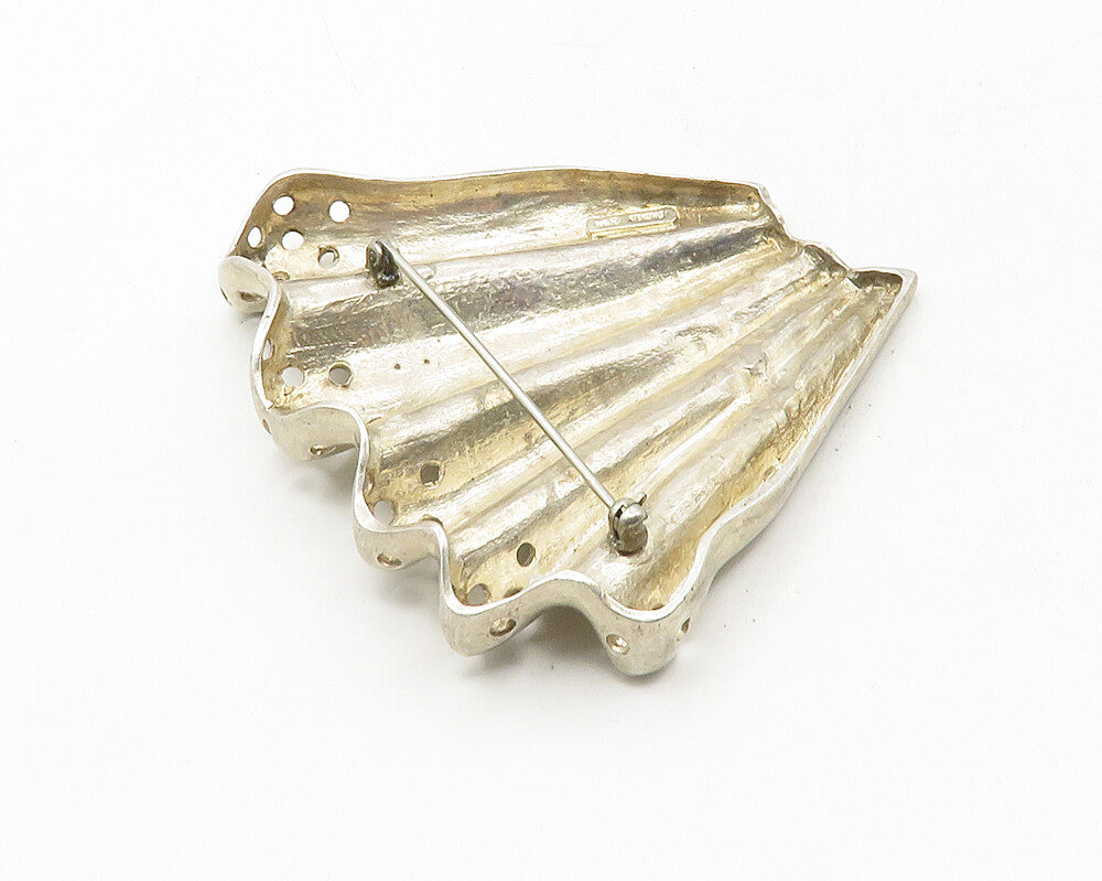 N&R 925 Sterling Silver  Vintage Modernist Cutout Fan Design Brooch Pin BP4146