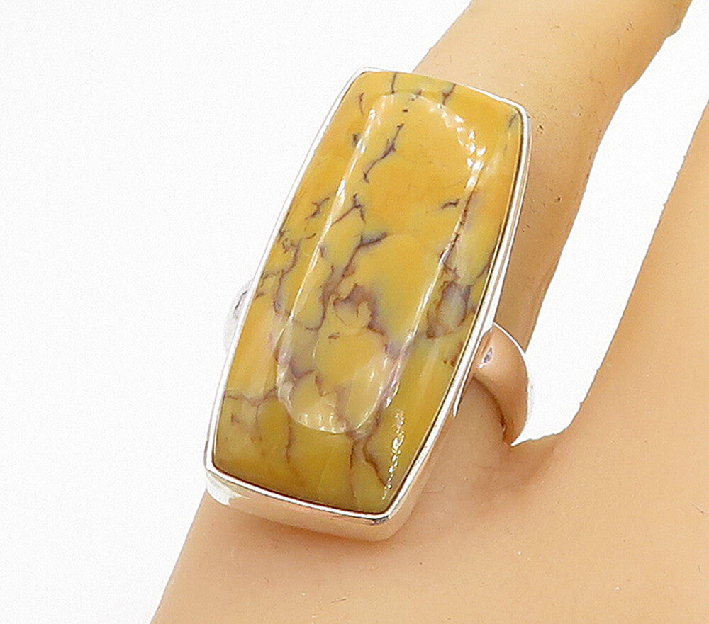 925 Sterling Silver  Orange Jasper Shiny Square Cocktail Ring Sz 8.5  RG8201