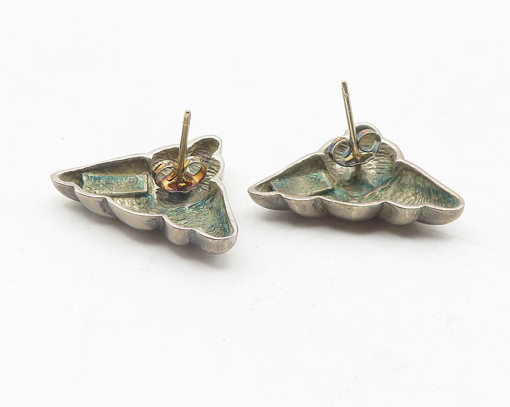 925 Sterling Silver  Vintage Shiny Triangle Design Drop Earrings  EG6191
