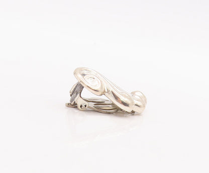 925 Sterling Silver Vintage Earrings RENOIR Minimalist Carved Swirls  EG13082