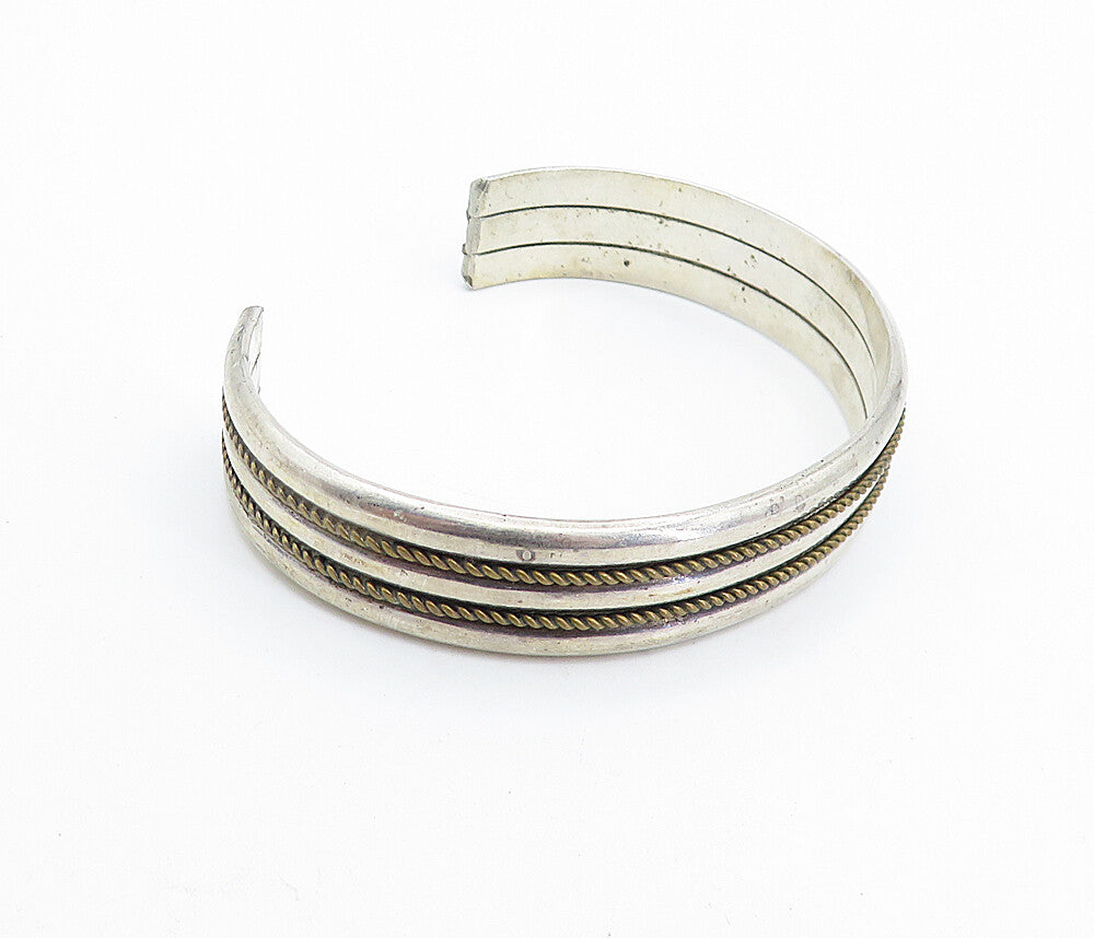 MARY THOMAS NAVAJO 925 Silver  Vintage Rope Twist Ribbed Cuff Bracelet  BT3197