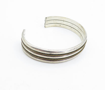 MARY THOMAS NAVAJO 925 Silver  Vintage Rope Twist Ribbed Cuff Bracelet  BT3197