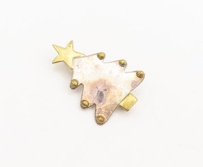 925 Sterling Silver Vintage Brooch Pin MEXICO Minimalist Christmas Tree  BP10600