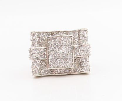 925 Sterling Silver Vintage Ring Round CZ Clustered Buckle Band  Sz 7  RG34328