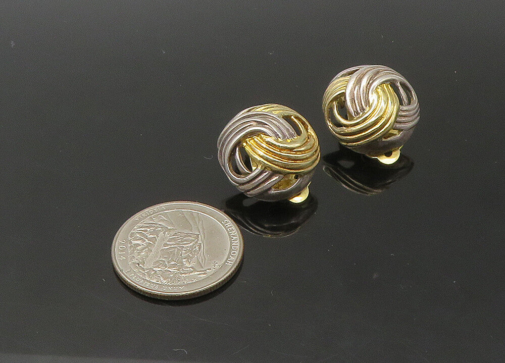 MFA 925 Silver  Vintage Two Tone Love Knot Dome Non Pierce Earrings  EG11021