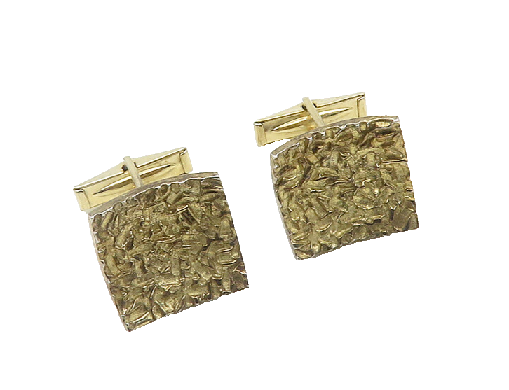 925 Sterling Silver  Vintage Shiny Chiseled Design Square Cufflinks  TR2601