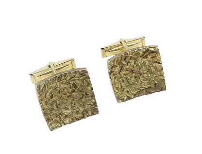 925 Sterling Silver  Vintage Shiny Chiseled Design Square Cufflinks  TR2601