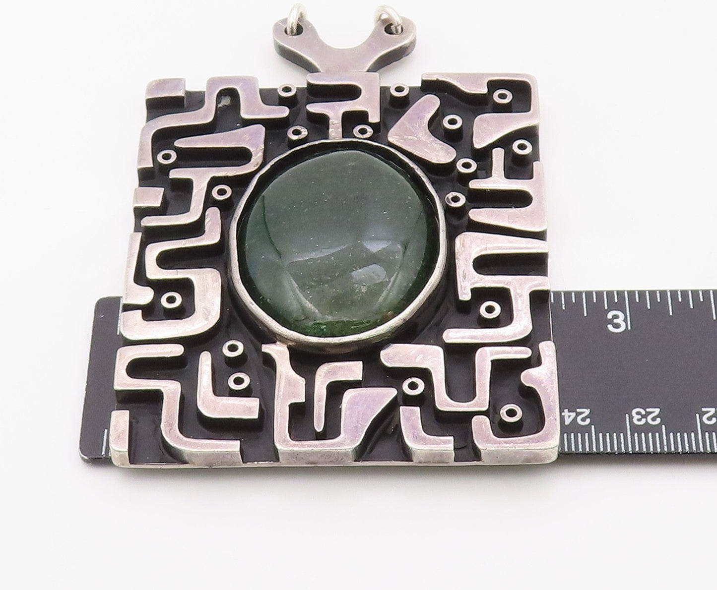 925 Sterling Silver Vintage Pendant LOS BALLESTEROS Oval Gemstone HEAVY  PT26359