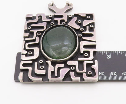925 Sterling Silver Vintage Pendant LOS BALLESTEROS Oval Gemstone HEAVY  PT26359
