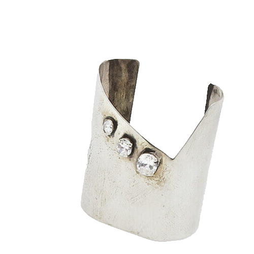 TULLA BOOTH 925 Silver  Vintage Artisan Cubic Zirconia Cuff Bracelet  BT7420