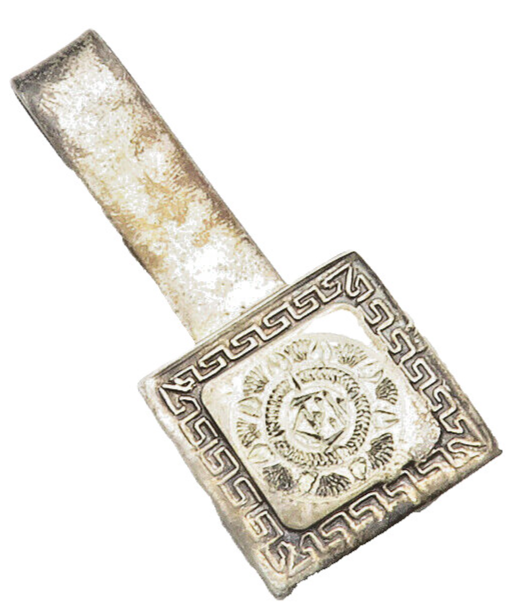 MEXICO 925 Sterling Silver  Vintage Mayan Aztec Sun Calendar Tie Clip  TR1950