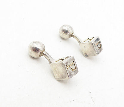 PARIS 925 Sterling Silver  Vintage Shiny Petite France Block Cuff Links  TR1377