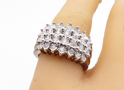 925 Sterling Silver  Vintage Cubic Zirconia Floral Band Ring Sz 7.5  RG4548