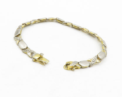 925 Sterling Silver   Vintage Genuine Diamonds XO Link Chain Bracelet  BT5123