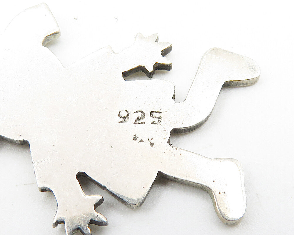 925 Sterling Silver  Vintage Etched Detail Happy Little Girl Pendant  PT8473