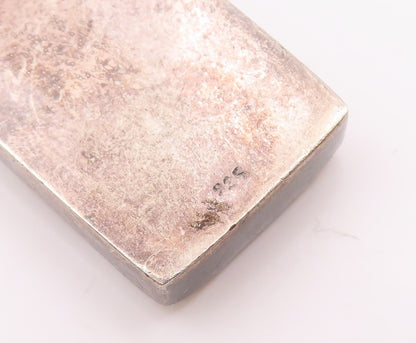 925 Sterling Silver Vintage Rectangle Shell Cunos Brown Stains Pendant PT21171