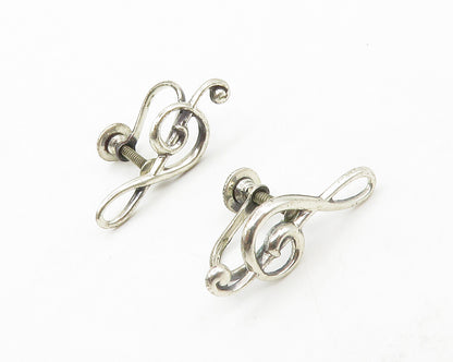 BEAU 925 Sterling Silver  Vintage Treble Clef Non Pierce Earrings  EG7067